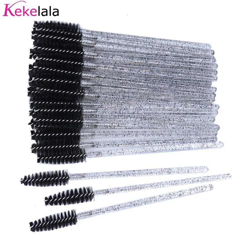 50Pcs/Bottle Eyelash Extension Brushes with Container Eyebrow Eye Lash Mascara Wands Spoolies in Case Wholesale