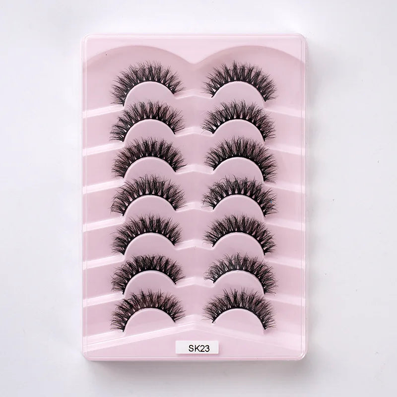 Mink Lashes Natural Look False Eyelashes Wispy Cat Eye Lashes Fluffy 3D Mink Lashes Natural Fake Lashes Strip Lashes Pack 7Pairs