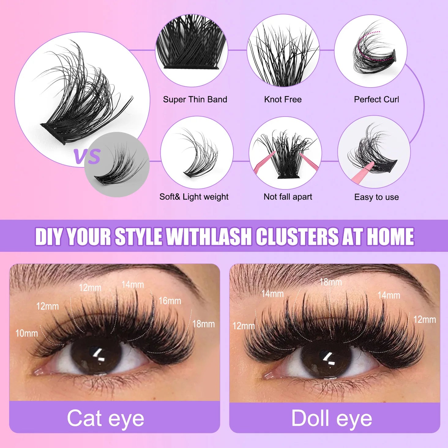 Lash Clusters 150 Pcs 30-100D Eyelash Extensions Eyelash Clusters Natural Look Wispy Lashes D Curl 9-14Mm Cluster Lashes Individ