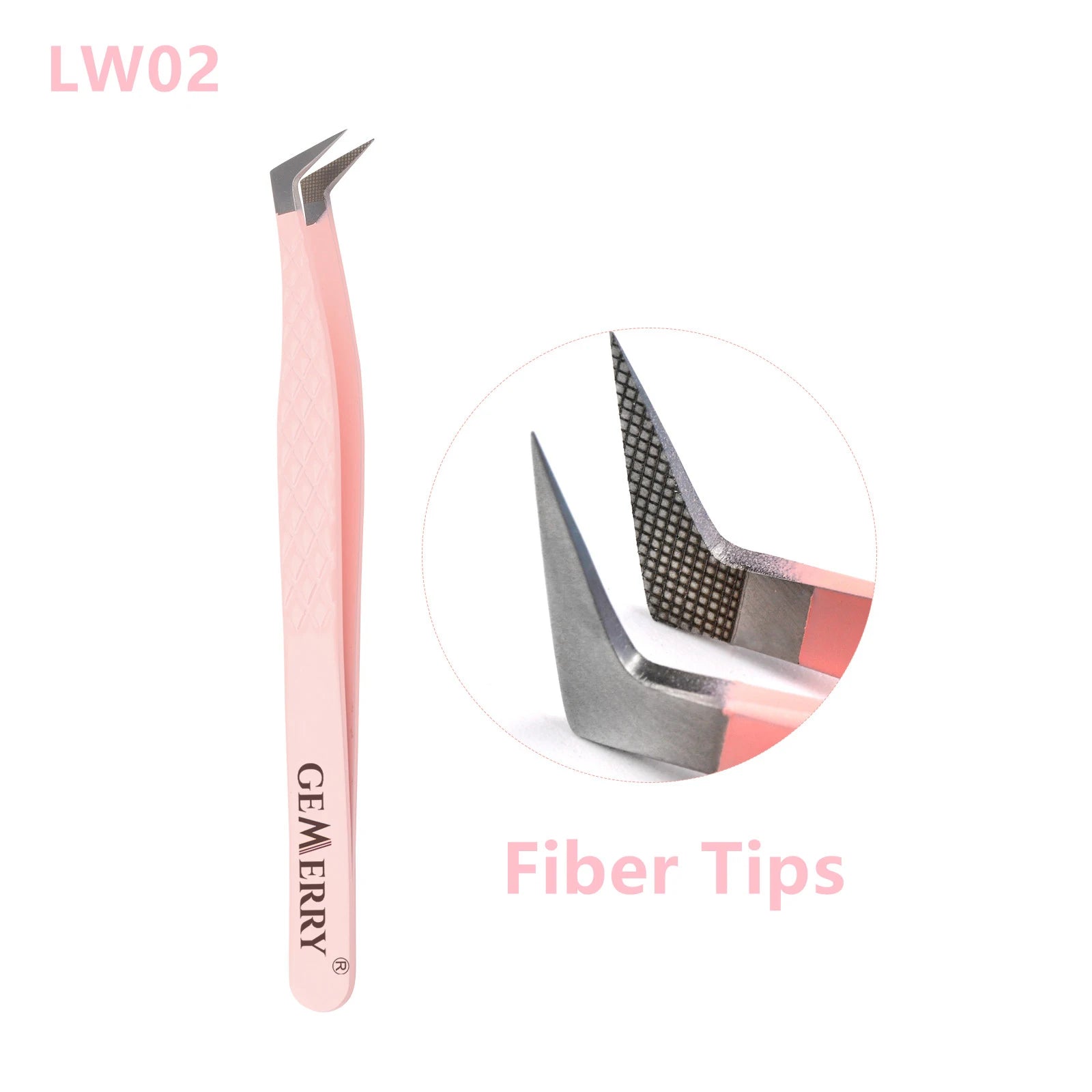 1 Pcs Pink Stainless Steel Tweezers Eyelash Extensions High Precision Anti-Static Tweezers with Fiber Tips Makeup Tools