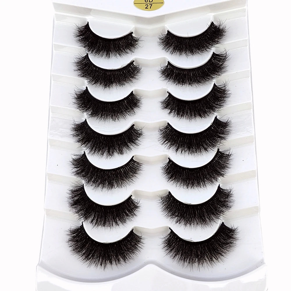 Mink Lashes Natural Look False Eyelashes Wispy Cat Eye Lashes Fluffy 3D Mink Lashes Natural Fake Lashes Strip Lashes Pack 7Pairs