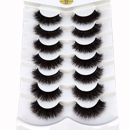 Mink Lashes Natural Look False Eyelashes Wispy Cat Eye Lashes Fluffy 3D Mink Lashes Natural Fake Lashes Strip Lashes Pack 7Pairs