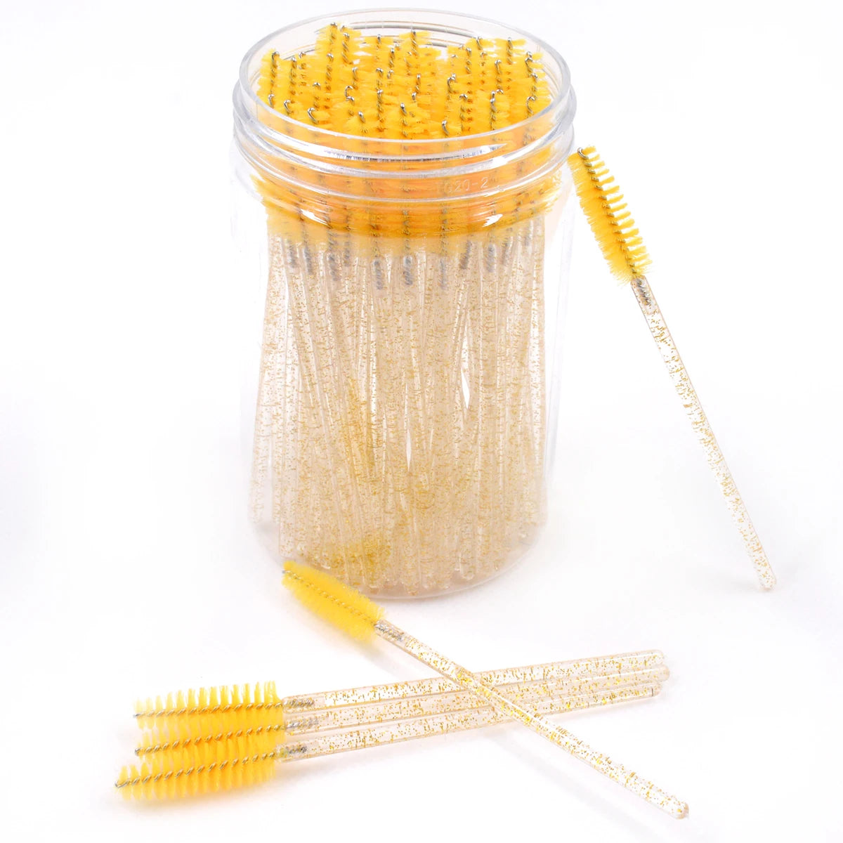 50Pcs/Bottle Eyelash Extension Brushes with Container Eyebrow Eye Lash Mascara Wands Spoolies in Case Wholesale