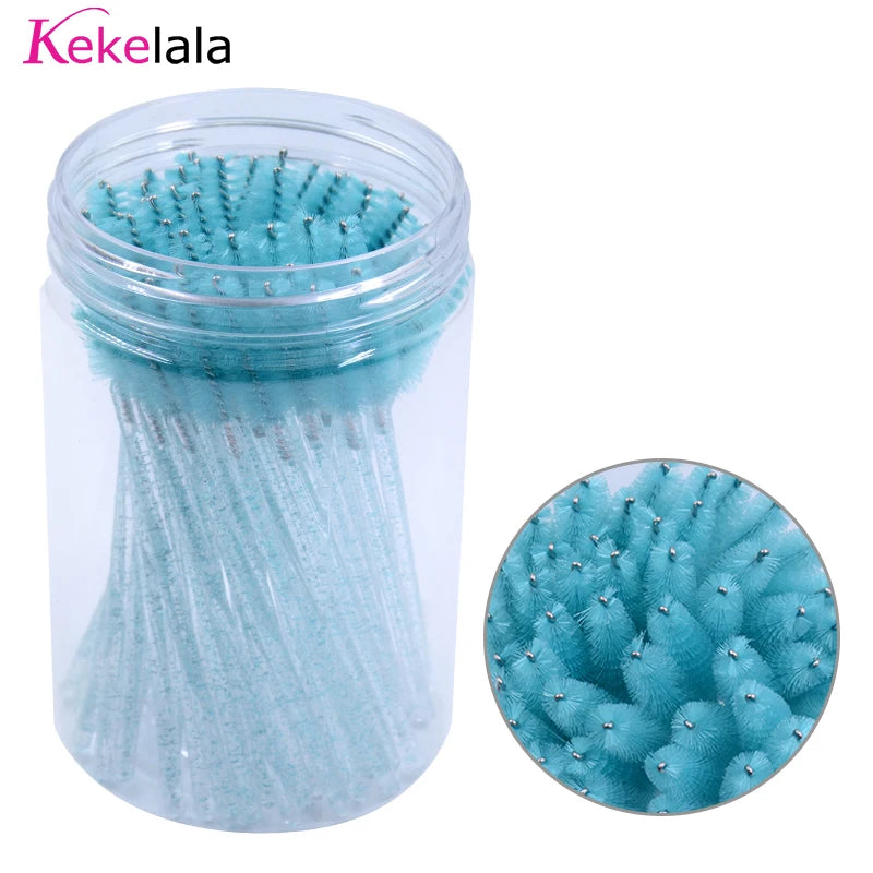 50Pcs/Bottle Eyelash Extension Brushes with Container Eyebrow Eye Lash Mascara Wands Spoolies in Case Wholesale