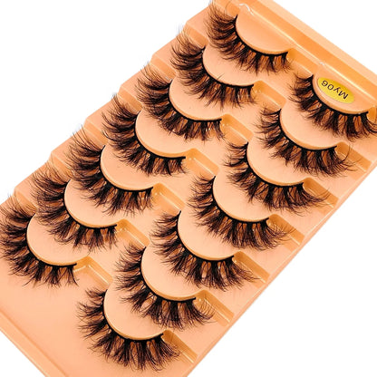 Mink Lashes Natural Look False Eyelashes Wispy Cat Eye Lashes Fluffy 3D Mink Lashes Natural Fake Lashes Strip Lashes Pack 7Pairs