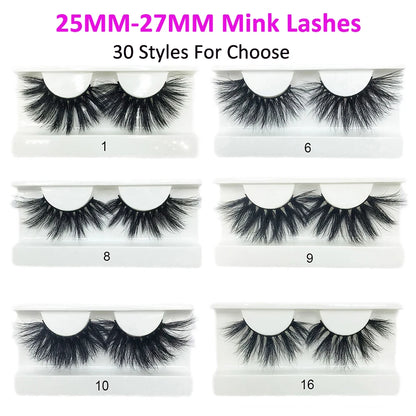 Thick Long 30MM Mink Lashes Boxes Package 5D Fluffy 25MM False Eyelashes Bulk Wholesale Natural 3D Curl Lashes Vendor Makeup