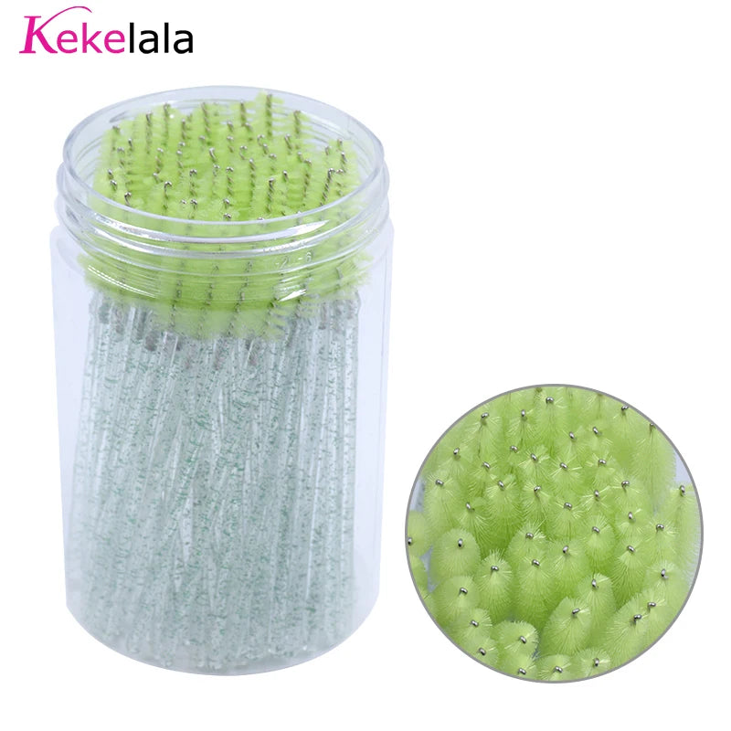 50Pcs/Bottle Eyelash Extension Brushes with Container Eyebrow Eye Lash Mascara Wands Spoolies in Case Wholesale