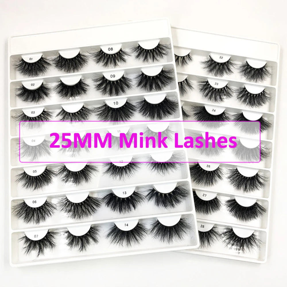 Thick Long 30MM Mink Lashes Boxes Package 5D Fluffy 25MM False Eyelashes Bulk Wholesale Natural 3D Curl Lashes Vendor Makeup