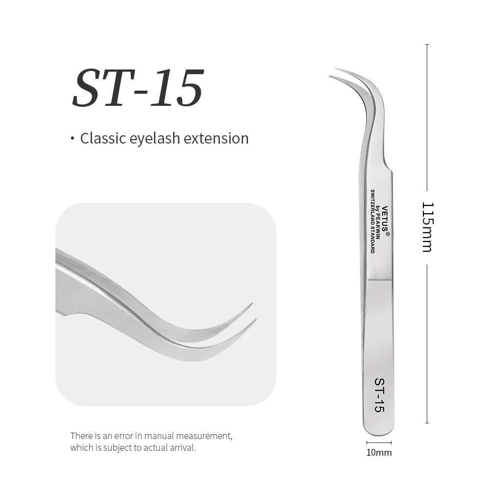 VETUS SA Series Tweezers False Eyelashes Extension Tweezers Stainless Steel Hyperfine Antimagnetic Eyebrow Volume Lash Tweezers