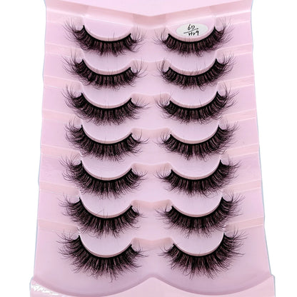 Mink Lashes Natural Look False Eyelashes Wispy Cat Eye Lashes Fluffy 3D Mink Lashes Natural Fake Lashes Strip Lashes Pack 7Pairs