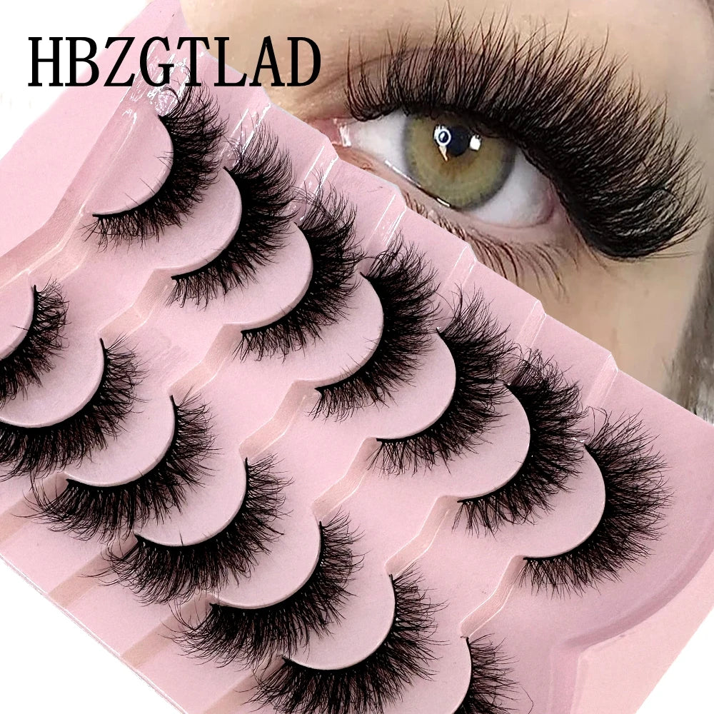 Mink Lashes Natural Look False Eyelashes Wispy Cat Eye Lashes Fluffy 3D Mink Lashes Natural Fake Lashes Strip Lashes Pack 7Pairs