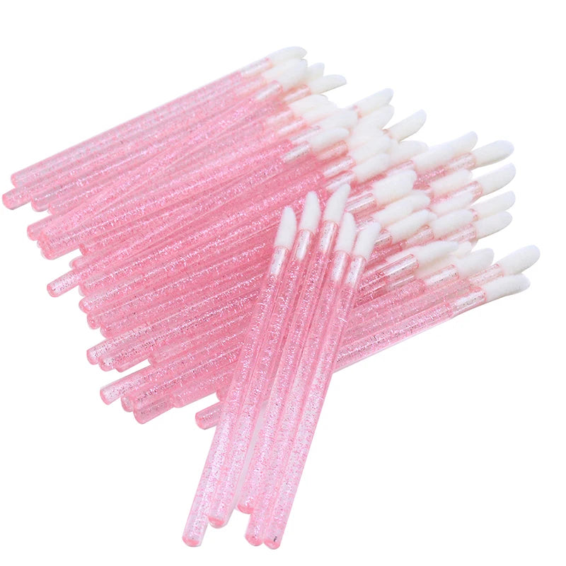 50Pcs Disposable Lip Brush Makeup Mascara Wands Solid Stick Lipgloss Lipstick Brushes Micro Beauty Applicators Wands