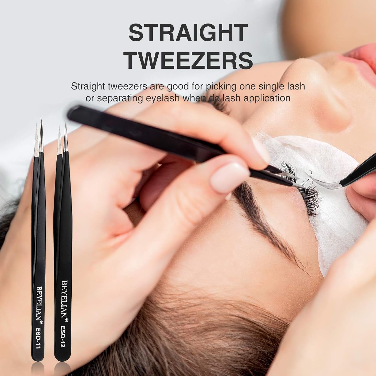 Eyelash Extension Tweezers Set, Pack of 3 Professional Lash Tweezers, Isolation &amp; Classic Volume Lashes Tweezers Kit