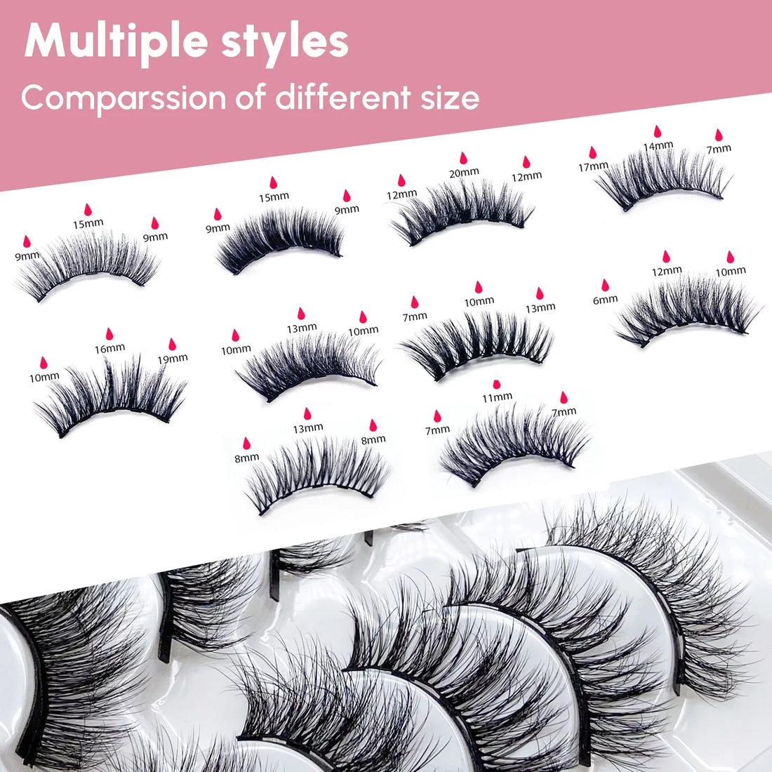 Magnetic Eyelashes with Eyeliner Kit - 10 Pairs Magnetic Eyelashes with 2 Pcs Eyeliner