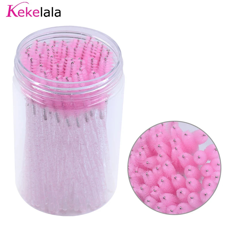 50Pcs/Bottle Eyelash Extension Brushes with Container Eyebrow Eye Lash Mascara Wands Spoolies in Case Wholesale