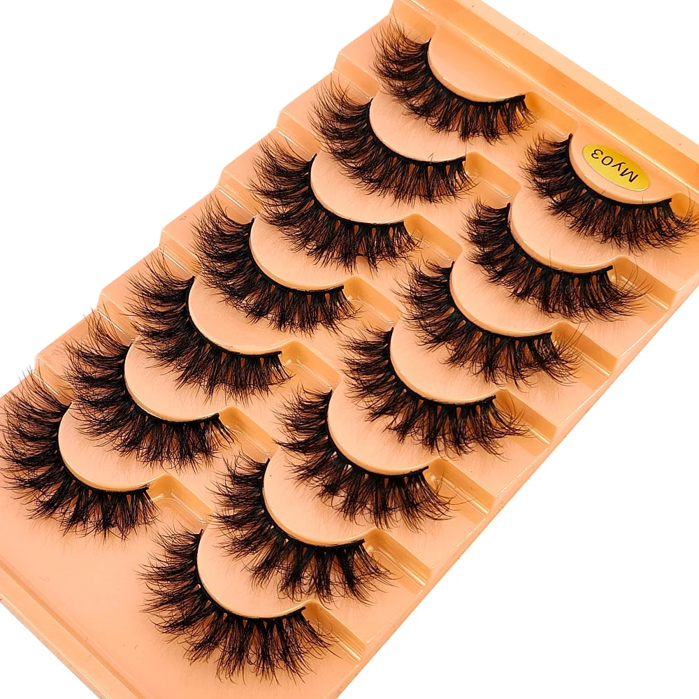 Mink Lashes Natural Look False Eyelashes Wispy Cat Eye Lashes Fluffy 3D Mink Lashes Natural Fake Lashes Strip Lashes Pack 7Pairs