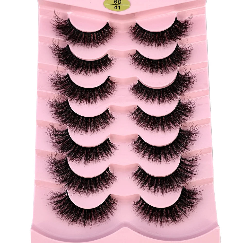 Mink Lashes Natural Look False Eyelashes Wispy Cat Eye Lashes Fluffy 3D Mink Lashes Natural Fake Lashes Strip Lashes Pack 7Pairs