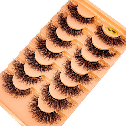 Mink Lashes Natural Look False Eyelashes Wispy Cat Eye Lashes Fluffy 3D Mink Lashes Natural Fake Lashes Strip Lashes Pack 7Pairs