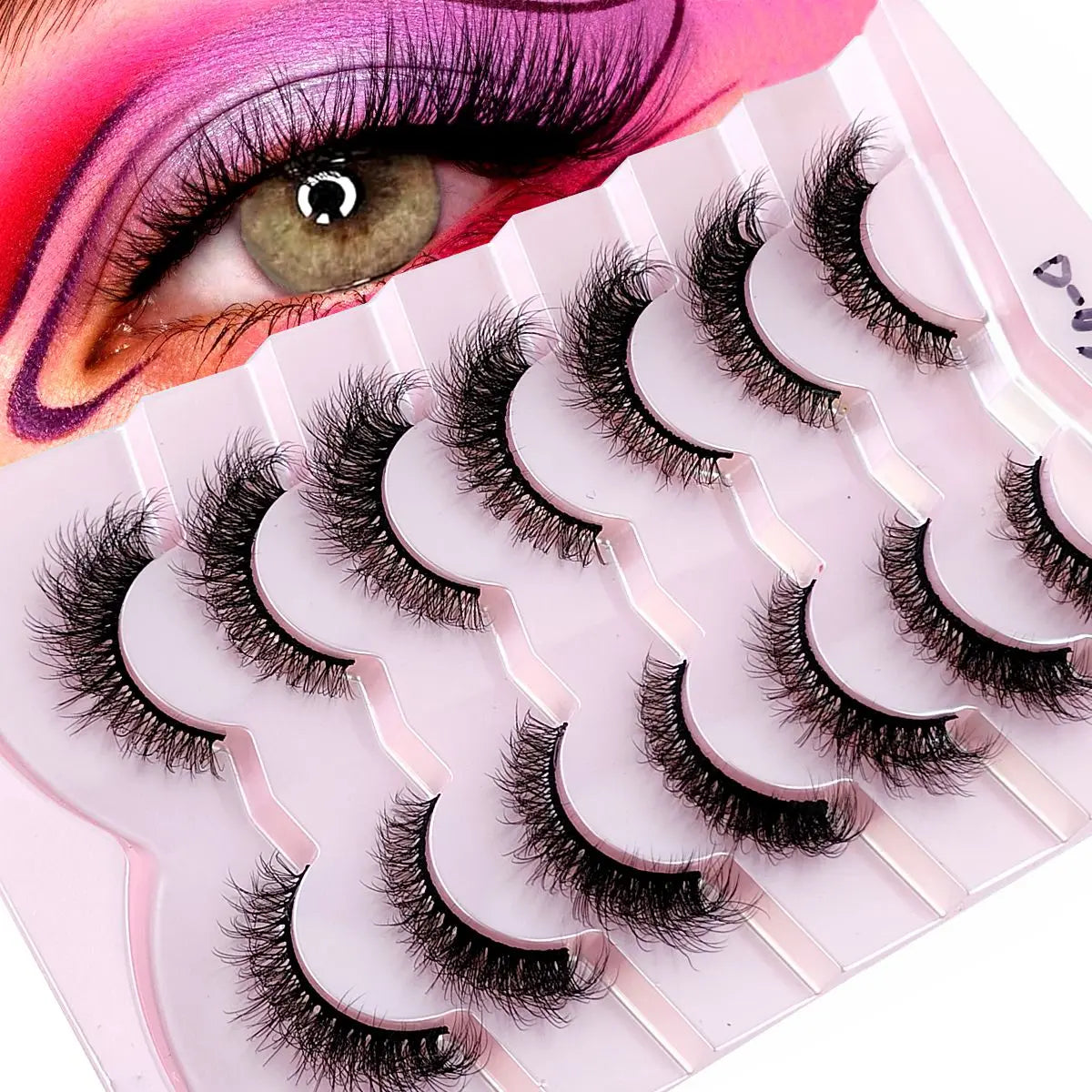 Mink Lashes Natural Look False Eyelashes Wispy Cat Eye Lashes Fluffy 3D Mink Lashes Natural Fake Lashes Strip Lashes Pack 7Pairs