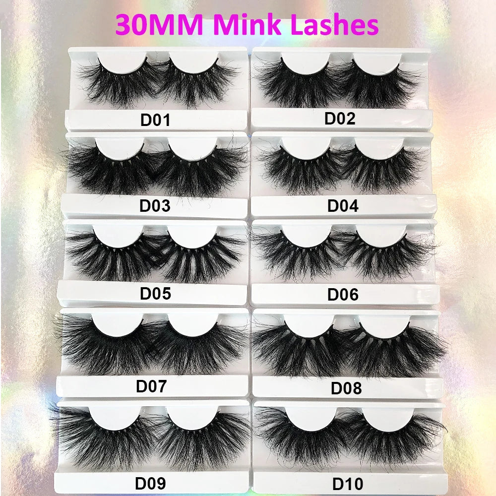 Thick Long 30MM Mink Lashes Boxes Package 5D Fluffy 25MM False Eyelashes Bulk Wholesale Natural 3D Curl Lashes Vendor Makeup