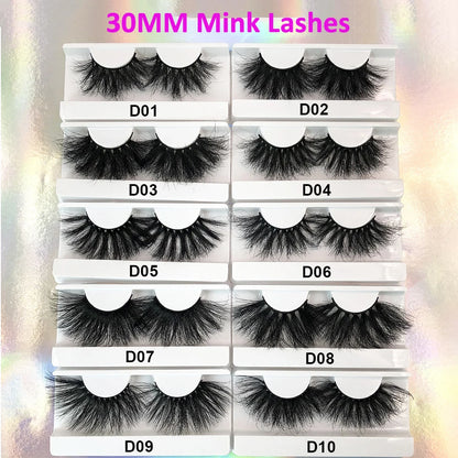 Thick Long 30MM Mink Lashes Boxes Package 5D Fluffy 25MM False Eyelashes Bulk Wholesale Natural 3D Curl Lashes Vendor Makeup