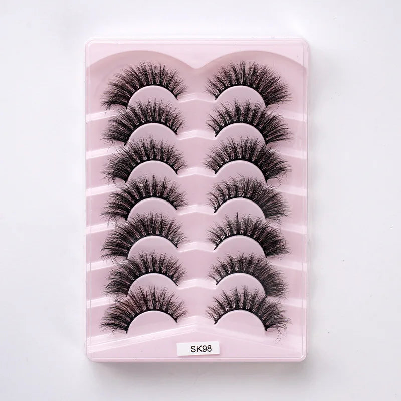 Mink Lashes Natural Look False Eyelashes Wispy Cat Eye Lashes Fluffy 3D Mink Lashes Natural Fake Lashes Strip Lashes Pack 7Pairs