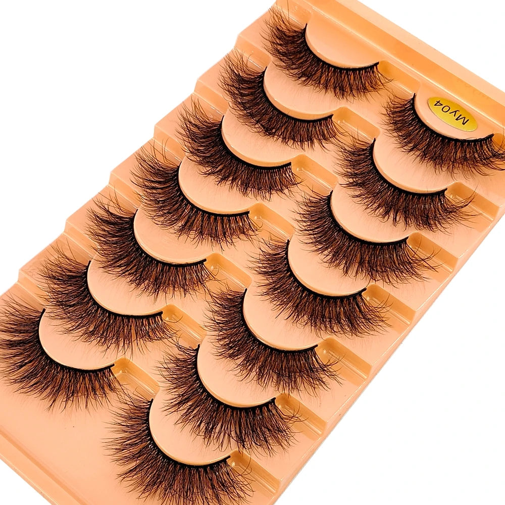 Mink Lashes Natural Look False Eyelashes Wispy Cat Eye Lashes Fluffy 3D Mink Lashes Natural Fake Lashes Strip Lashes Pack 7Pairs