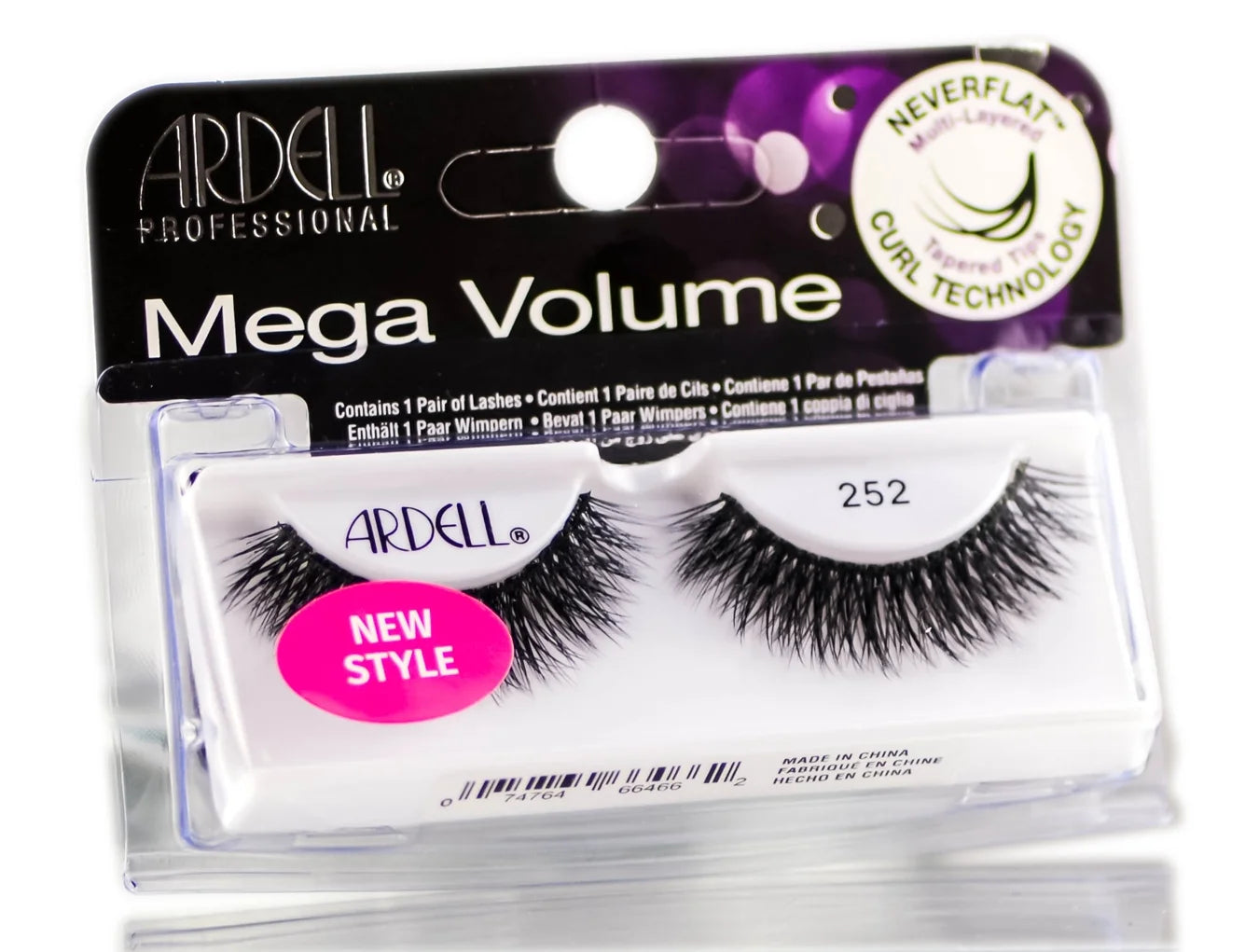 Mega Volume False Eyelashes, 252, Black, 1 Pair