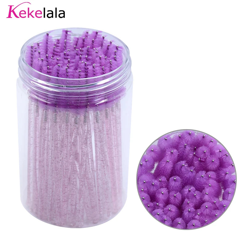 50Pcs/Bottle Eyelash Extension Brushes with Container Eyebrow Eye Lash Mascara Wands Spoolies in Case Wholesale