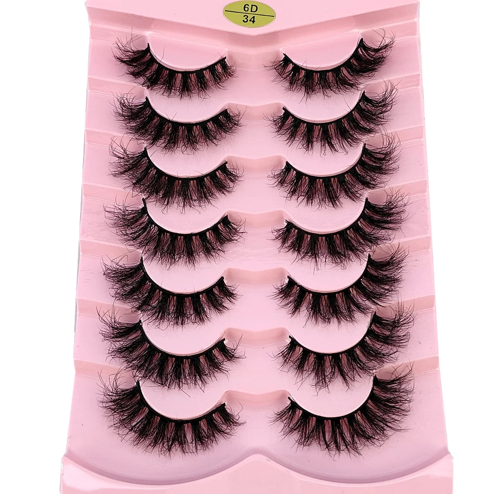 Mink Lashes Natural Look False Eyelashes Wispy Cat Eye Lashes Fluffy 3D Mink Lashes Natural Fake Lashes Strip Lashes Pack 7Pairs