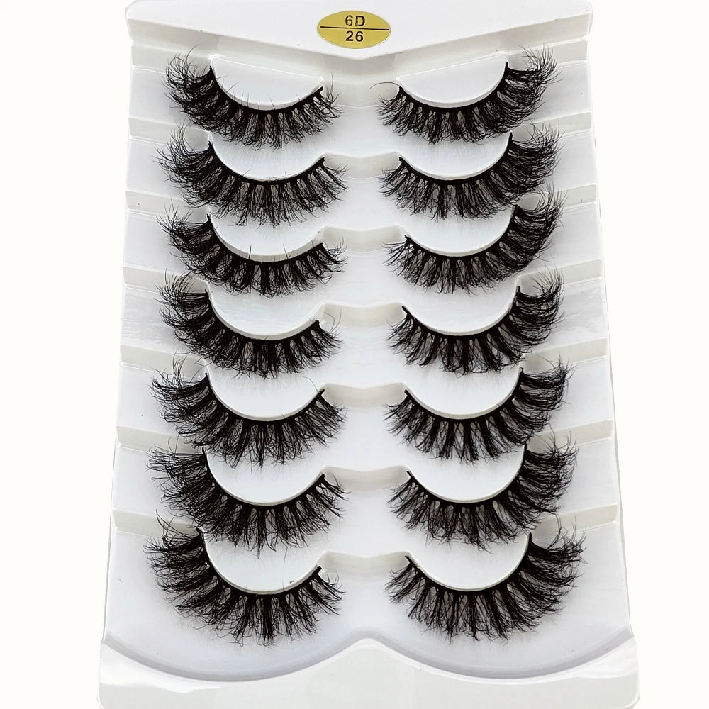 Mink Lashes Natural Look False Eyelashes Wispy Cat Eye Lashes Fluffy 3D Mink Lashes Natural Fake Lashes Strip Lashes Pack 7Pairs