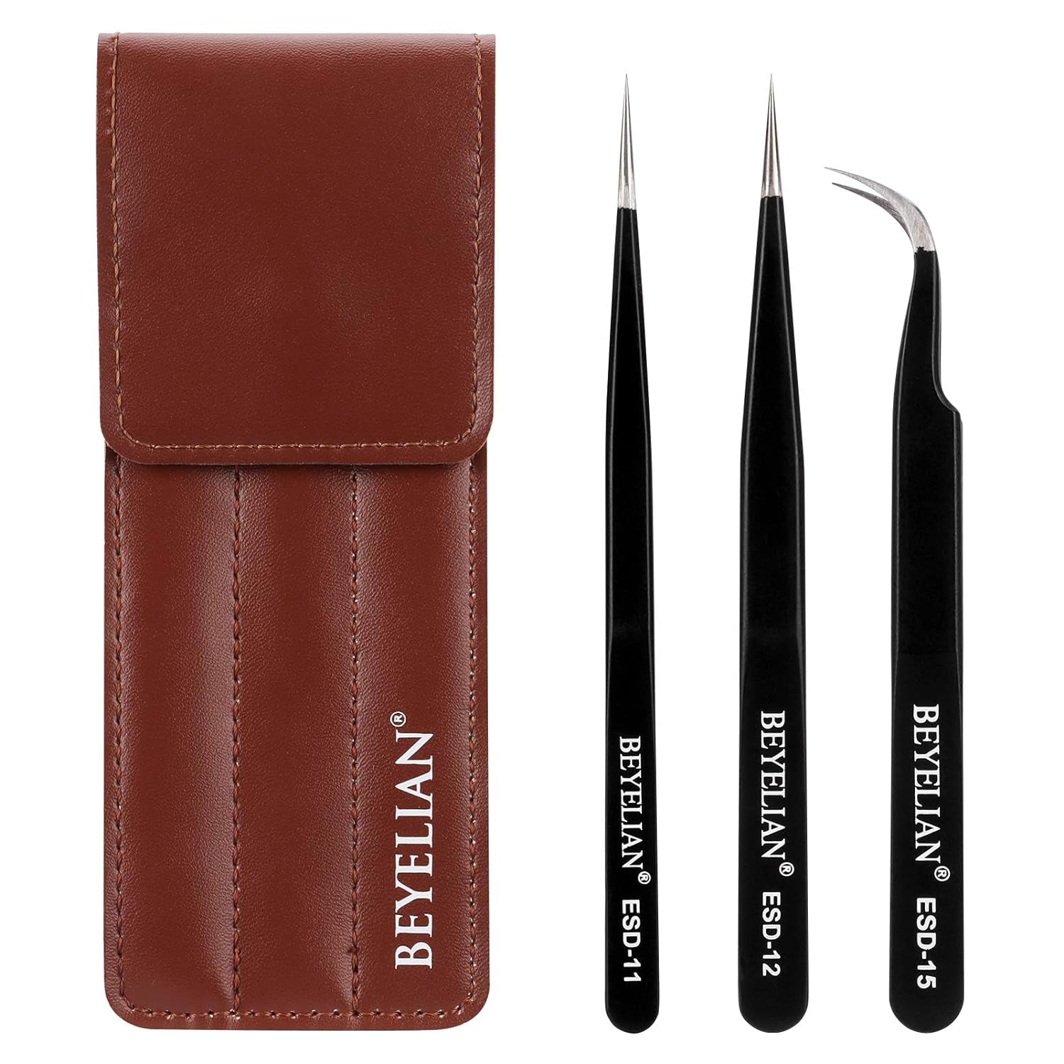 Eyelash Extension Tweezers Set, Pack of 3 Professional Lash Tweezers, Isolation &amp; Classic Volume Lashes Tweezers Kit