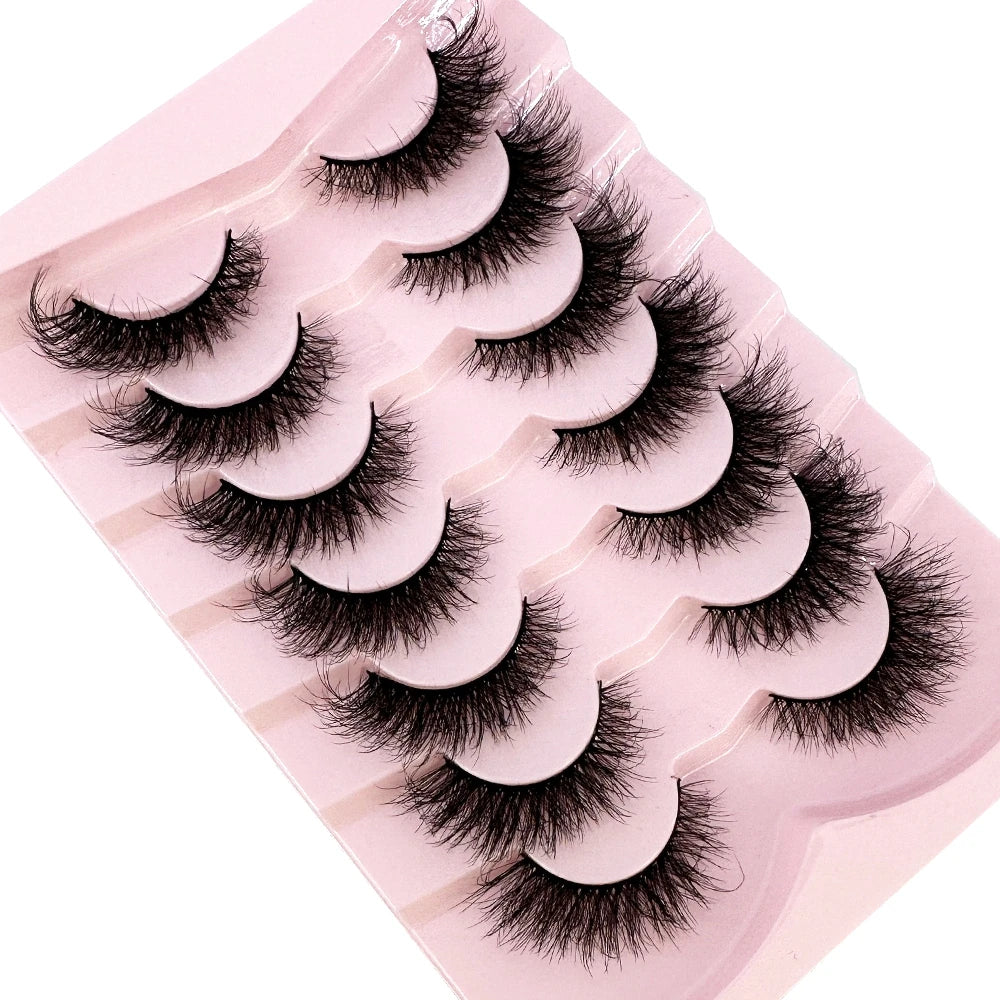 Mink Lashes Natural Look False Eyelashes Wispy Cat Eye Lashes Fluffy 3D Mink Lashes Natural Fake Lashes Strip Lashes Pack 7Pairs