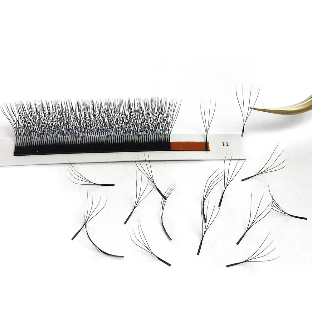 New Natural 4D W Shape Lashes Cilios Four Leaves C&amp;D W Eyelash Extension