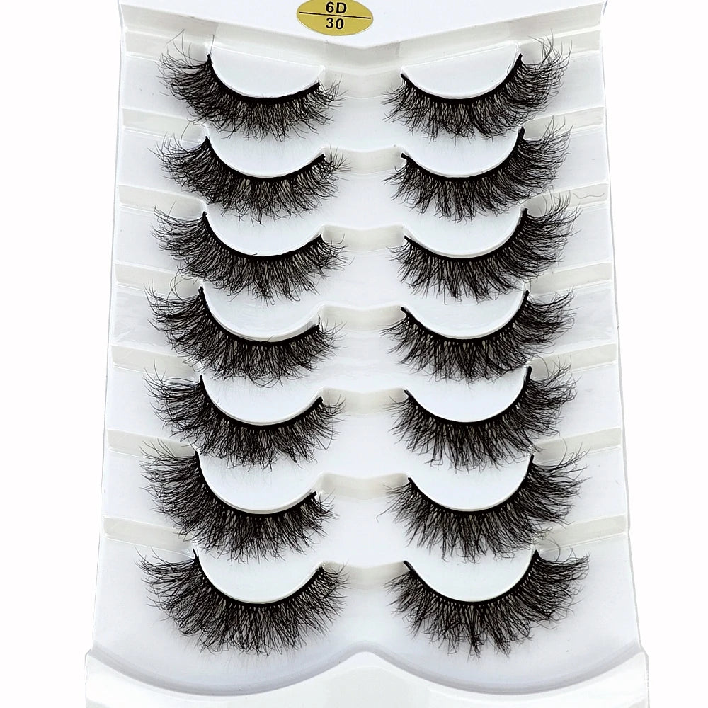 Mink Lashes Natural Look False Eyelashes Wispy Cat Eye Lashes Fluffy 3D Mink Lashes Natural Fake Lashes Strip Lashes Pack 7Pairs