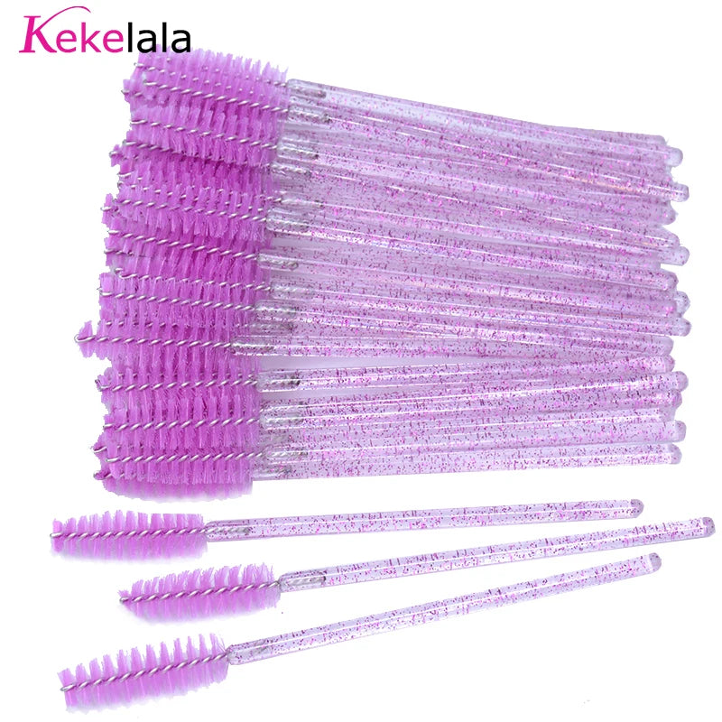 50Pcs/Bottle Eyelash Extension Brushes with Container Eyebrow Eye Lash Mascara Wands Spoolies in Case Wholesale