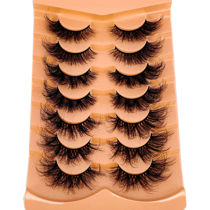 Mink Lashes Natural Look False Eyelashes Wispy Cat Eye Lashes Fluffy 3D Mink Lashes Natural Fake Lashes Strip Lashes Pack 7Pairs