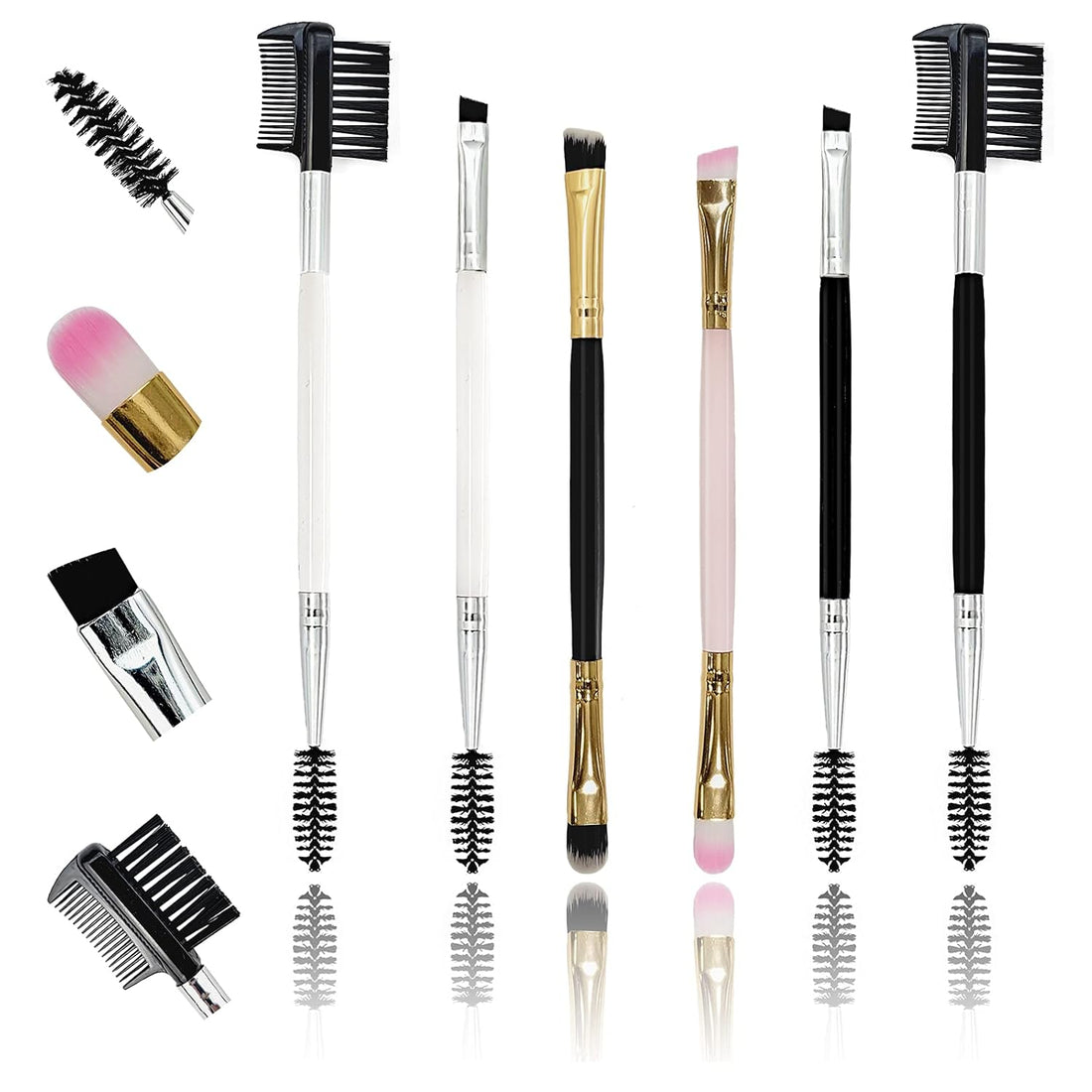 Eyebrow Brush and Comb Set, Eye Brow Brush, Professional Spoolie Brushes, Firm Thin Angled Eyebrow Brush, Eyeliner Brush Kit, Precision Application &amp; Blending (Complete)