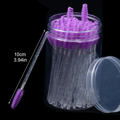 50Pcs/Bottle Eyelash Extension Brushes with Container Eyebrow Eye Lash Mascara Wands Spoolies in Case Wholesale