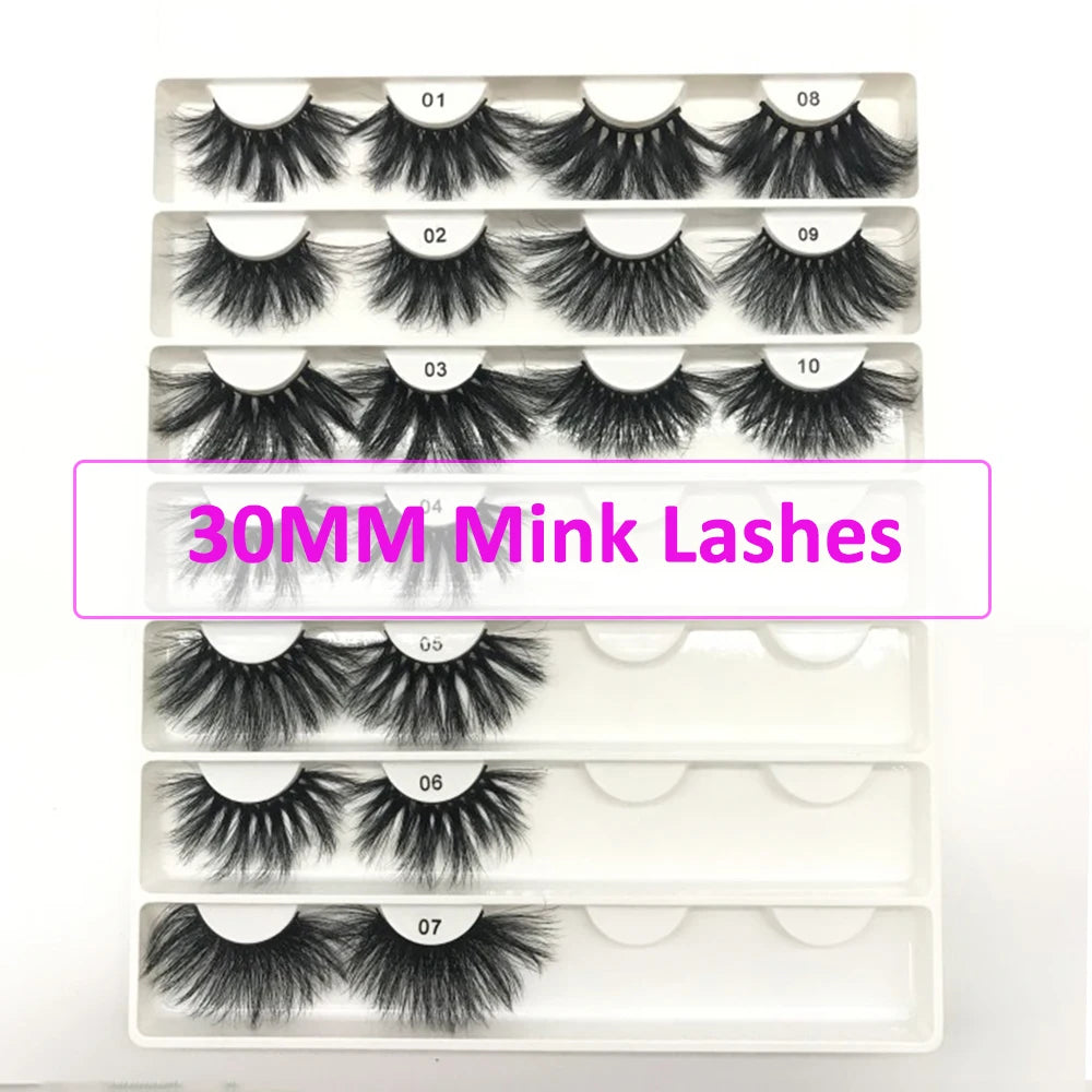 Thick Long 30MM Mink Lashes Boxes Package 5D Fluffy 25MM False Eyelashes Bulk Wholesale Natural 3D Curl Lashes Vendor Makeup