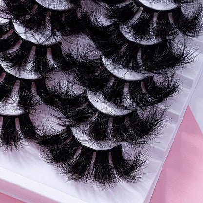 25Mm Lashes, Dramatic 6D Faux Mink Lashes, Fluffy Volume Eyelashes, Thick Crossed Lashes, Long Faux Mink Lashes