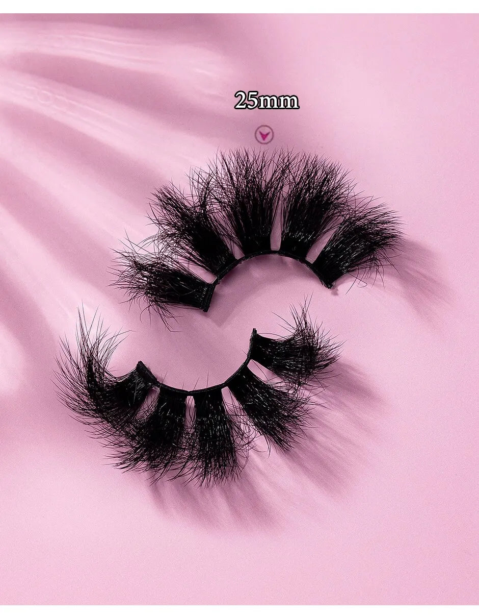 25Mm Lashes, Dramatic 6D Faux Mink Lashes, Fluffy Volume Eyelashes, Thick Crossed Lashes, Long Faux Mink Lashes