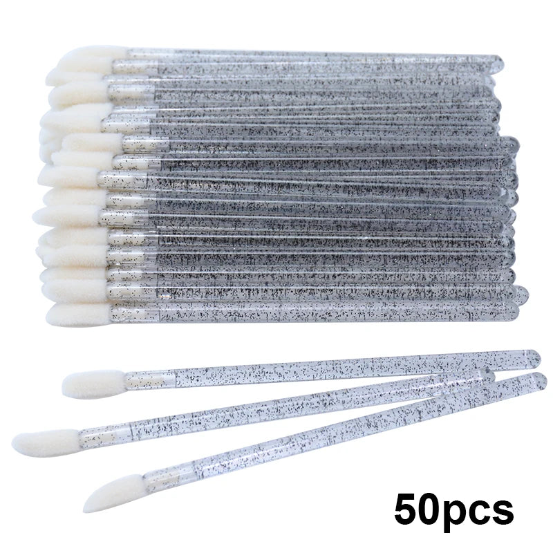 50Pcs Disposable Lip Brush Makeup Mascara Wands Solid Stick Lipgloss Lipstick Brushes Micro Beauty Applicators Wands