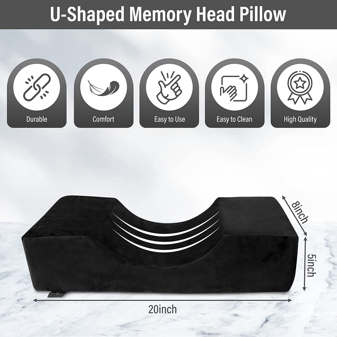 Lash Pillow for Lash Extensions, Eyelash Extension Pillow, Lash Bed Pillow, Memory Foam Lash Neck Pillow for Lash Extensions, Black