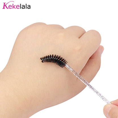 50Pcs/Bottle Eyelash Extension Brushes with Container Eyebrow Eye Lash Mascara Wands Spoolies in Case Wholesale