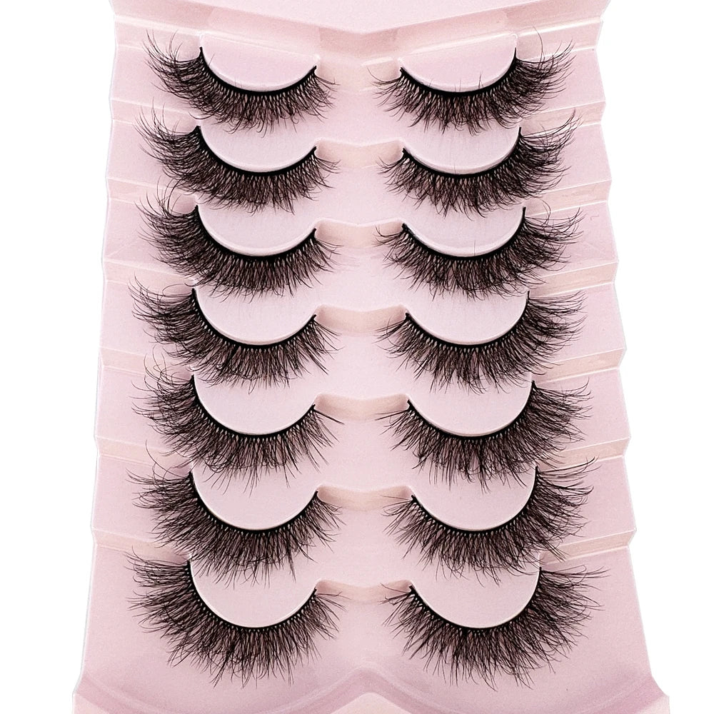 Mink Lashes Natural Look False Eyelashes Wispy Cat Eye Lashes Fluffy 3D Mink Lashes Natural Fake Lashes Strip Lashes Pack 7Pairs