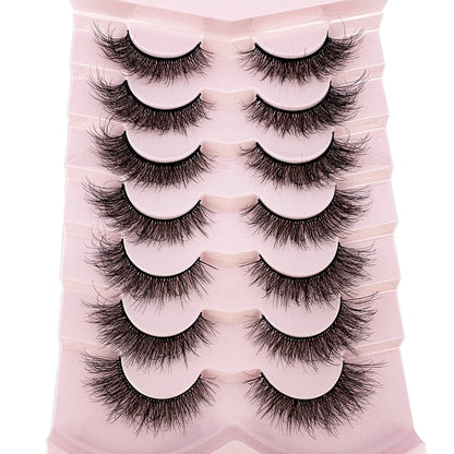 Mink Lashes Natural Look False Eyelashes Wispy Cat Eye Lashes Fluffy 3D Mink Lashes Natural Fake Lashes Strip Lashes Pack 7Pairs