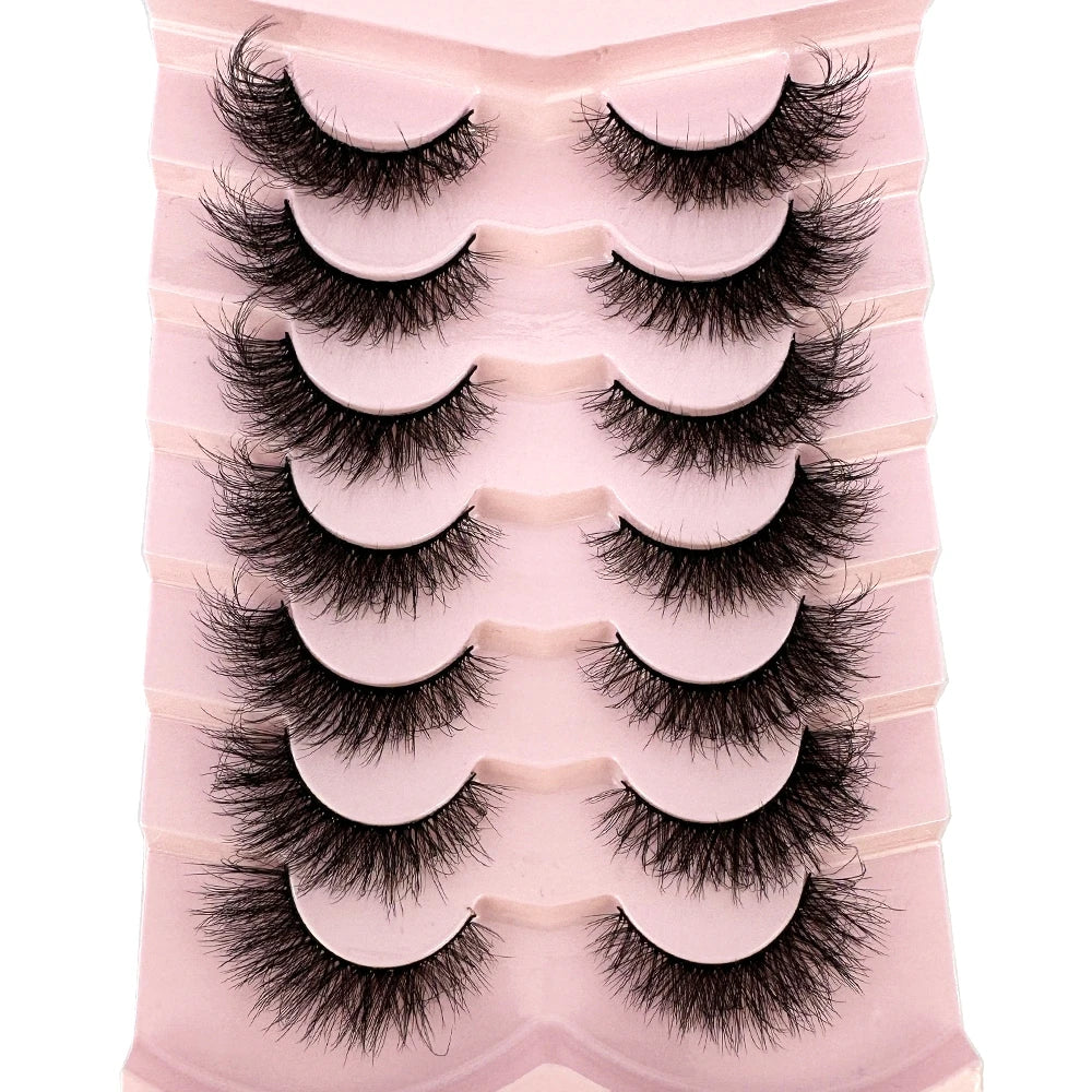 Mink Lashes Natural Look False Eyelashes Wispy Cat Eye Lashes Fluffy 3D Mink Lashes Natural Fake Lashes Strip Lashes Pack 7Pairs