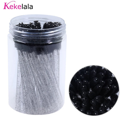 50Pcs/Bottle Eyelash Extension Brushes with Container Eyebrow Eye Lash Mascara Wands Spoolies in Case Wholesale