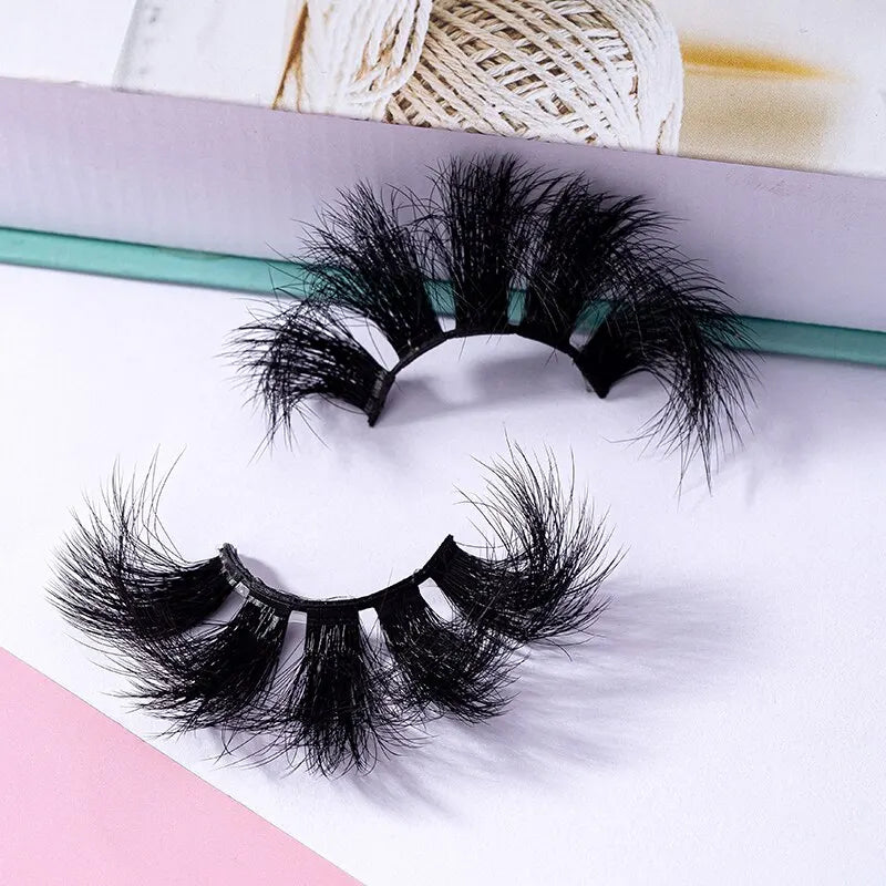 25Mm Lashes, Dramatic 6D Faux Mink Lashes, Fluffy Volume Eyelashes, Thick Crossed Lashes, Long Faux Mink Lashes